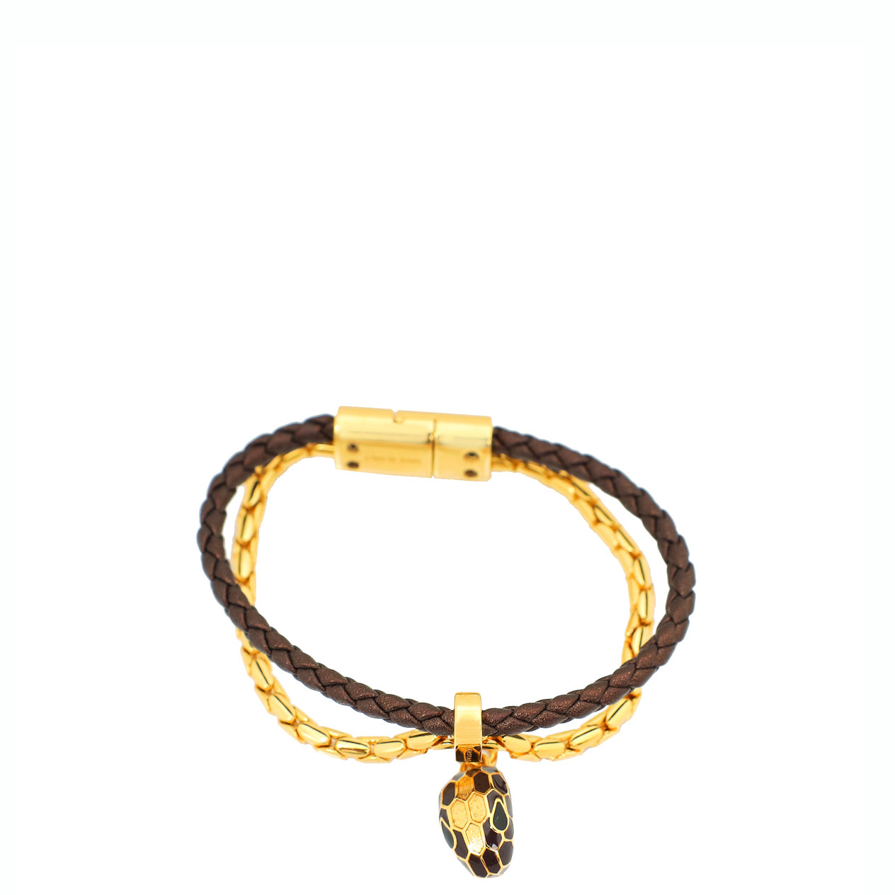 Bvlgari Metallic Chocolate Serpenti Forever Braided Chain Bracelet-Bvlgari-THE CLOSET