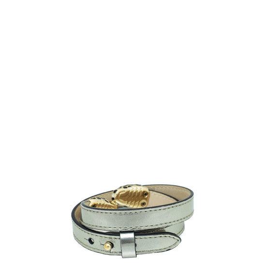 Load image into Gallery viewer, Bvlgari Metallic Silver Serpenti Forever Double Coil Bracelet
