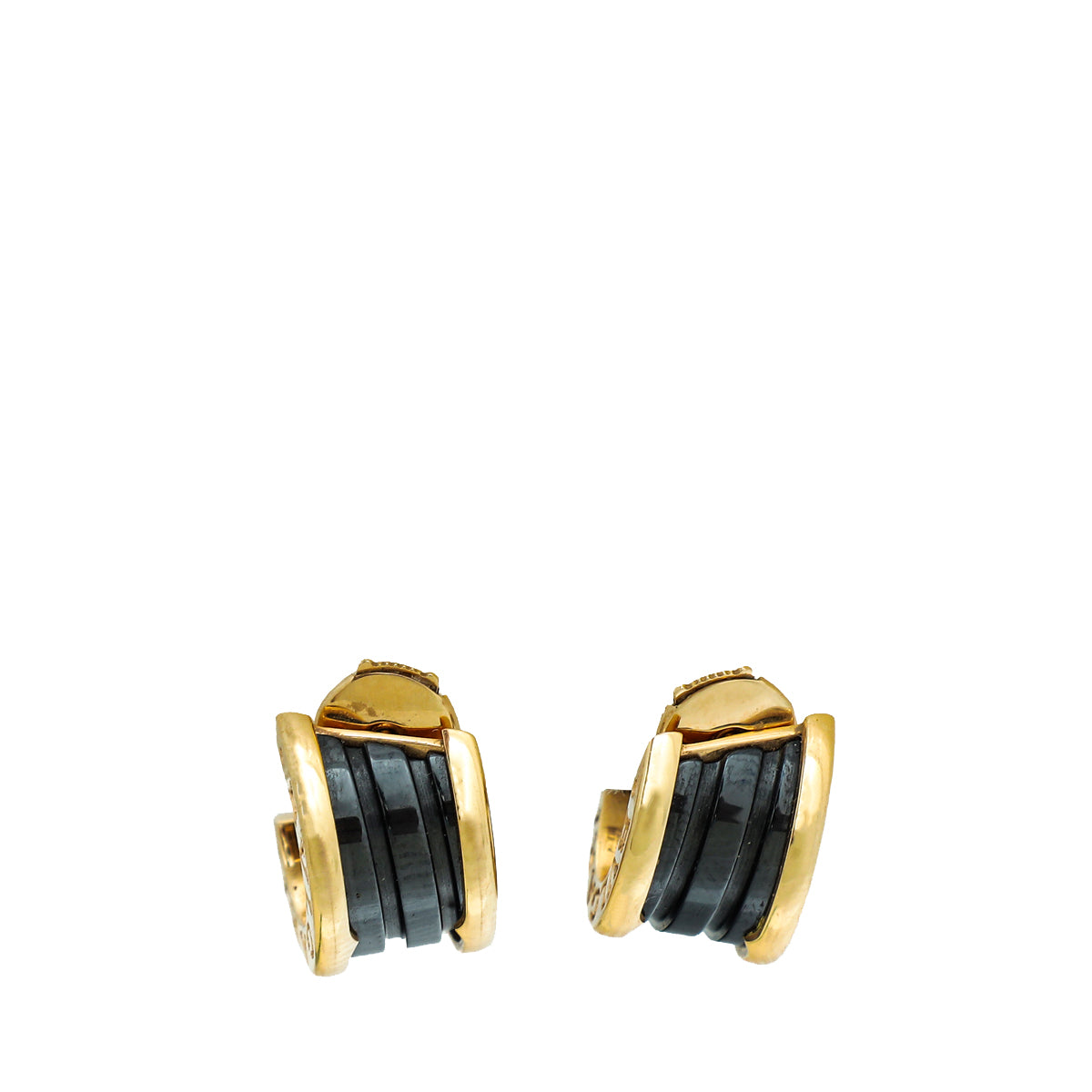 Bvlgari 18K Yellow Gold with Black Ceramic Zero1 Earrings