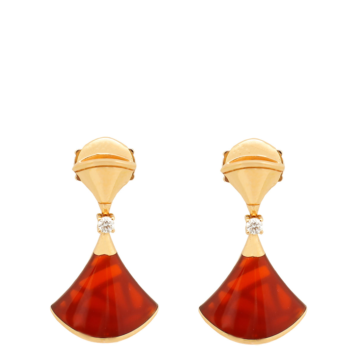 Bvlgari 18K Rose Gold Carnelian Diamond Diva's Dream Earrings-Bvlgari-THE CLOSET