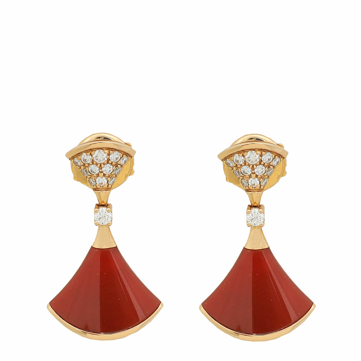 Bvlgari 18K Rose Gold Carnelian Diamond Diva's Dream Earrings-Bvlgari-THE CLOSET
