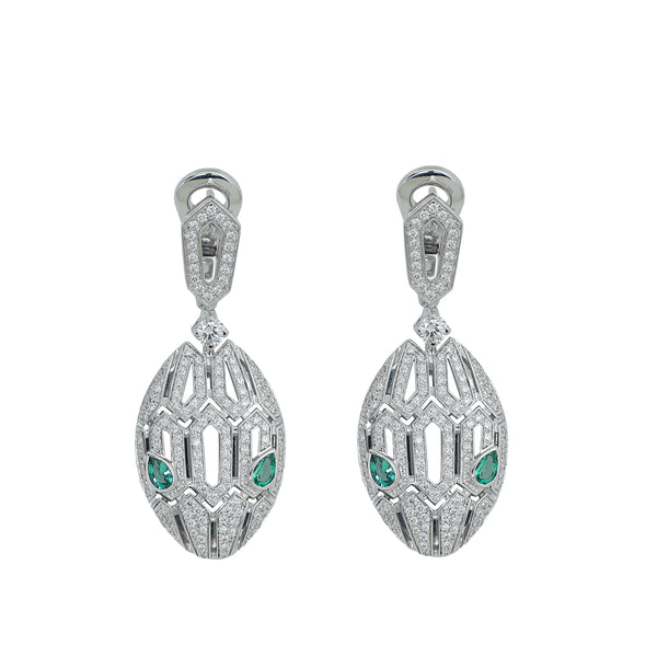 Bonhams : BULGARI 'SERPENTI' MOTHER-OF-PEARL AND DIAMOND EARRINGS