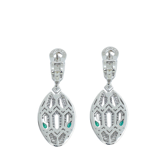 Bvlgari 18K White Gold Emeralds & Diamonds Serpenti Earrings
