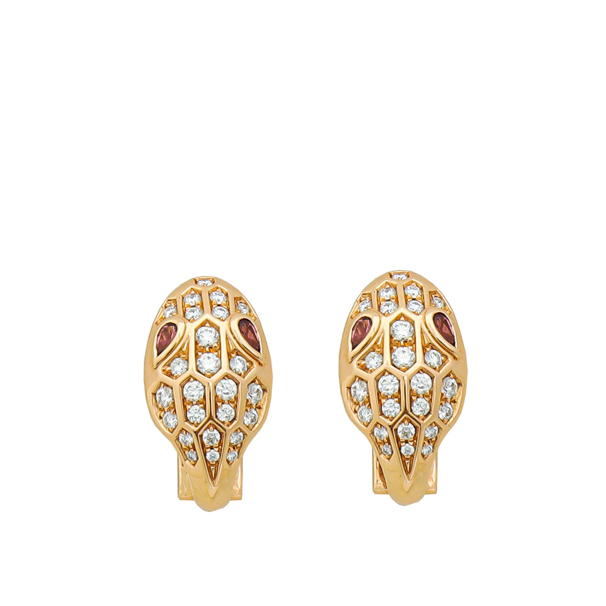 Bvlgari 18K Rose Gold Diamond Serpenti Earrings-Bvlgari-THE CLOSET