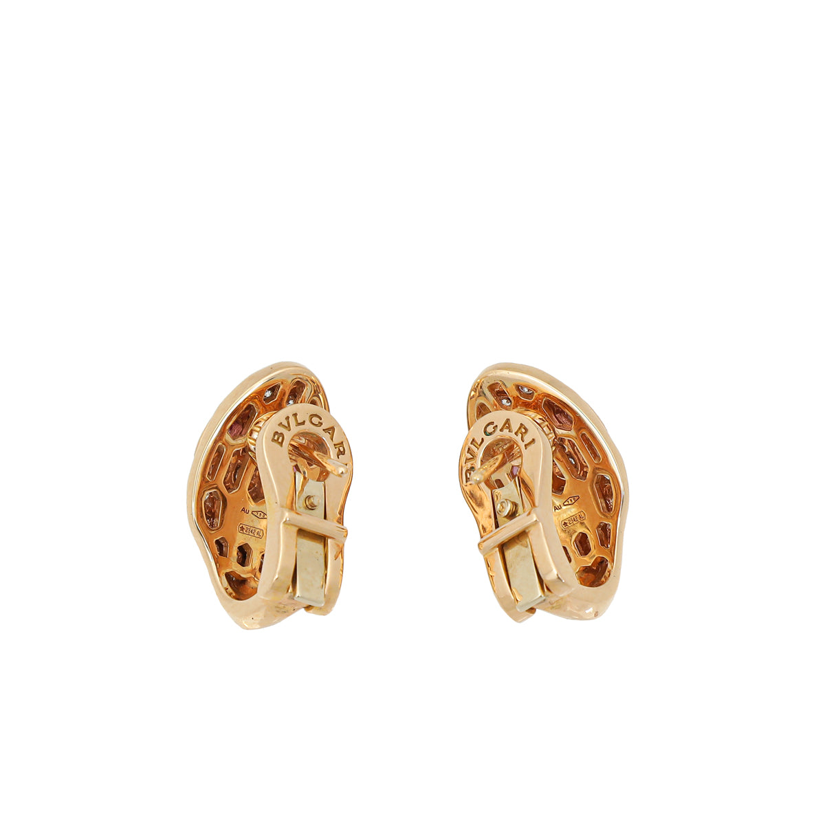 Bvlgari 18K Rose Gold Diamond Serpenti Earrings-Bvlgari-THE CLOSET