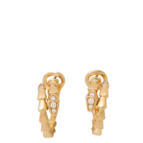 Bvlgari 18K Rose Gold Pavé Diamonds on the Head & Tail Serpenti Viper Earrings