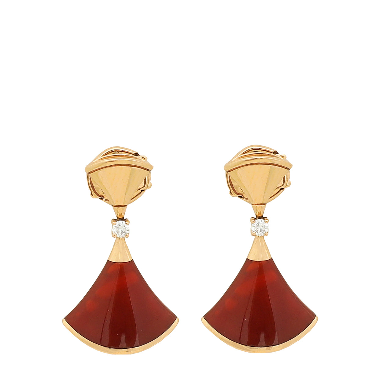 Bvlgari 18K Rose Gold Carnelian Diamond Diva's Dream Earrings-Bvlgari-THE CLOSET