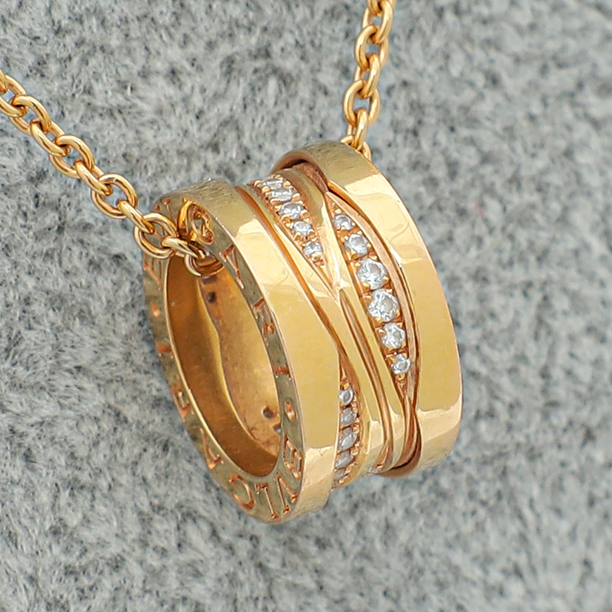 Bvlgari 18K Rose Gold B Zero 1 Legend Diamond Pendant Necklace-Bvlgari-THE CLOSET