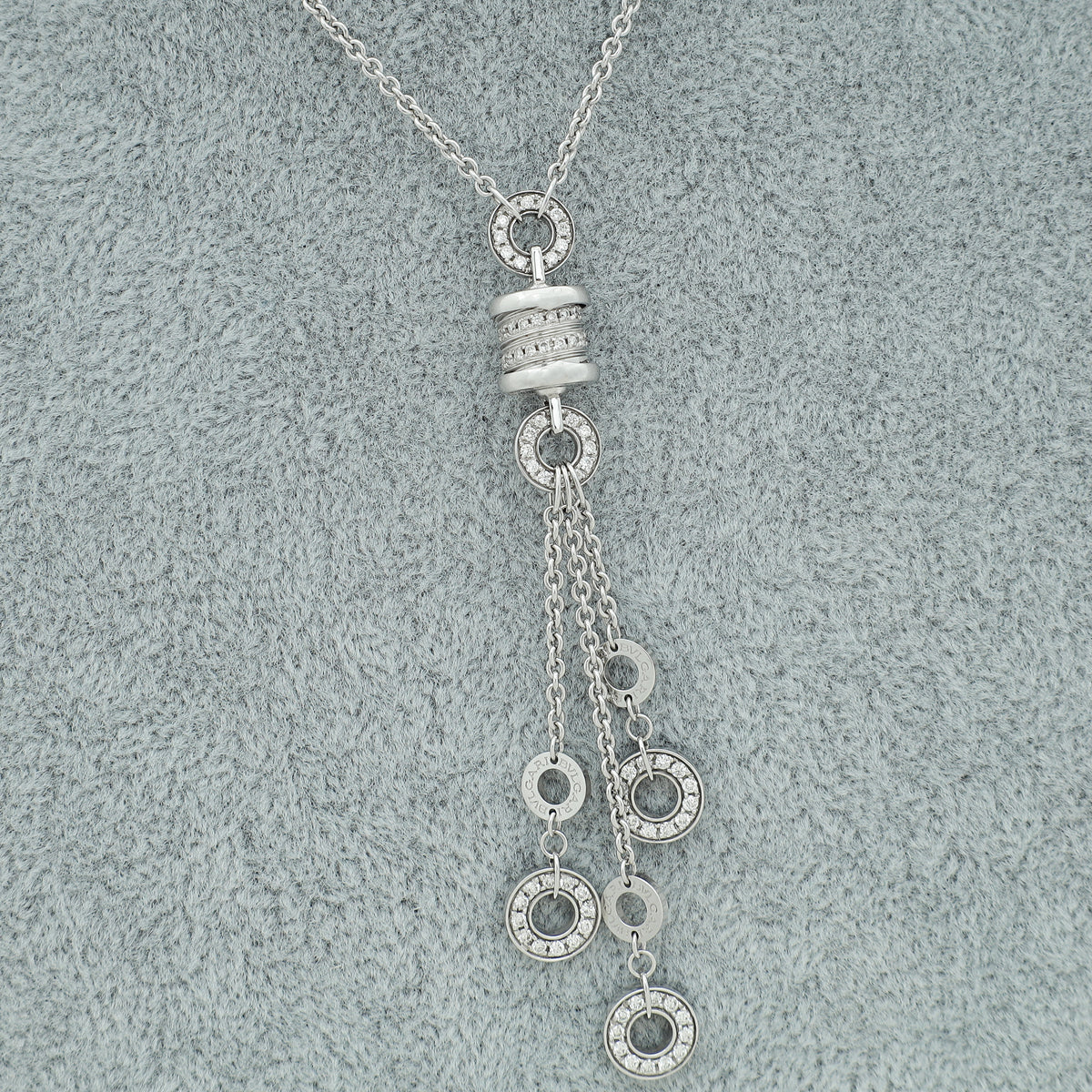 Bvlgari 18K White Gold Diamond B.Zero1 Lariat Necklace