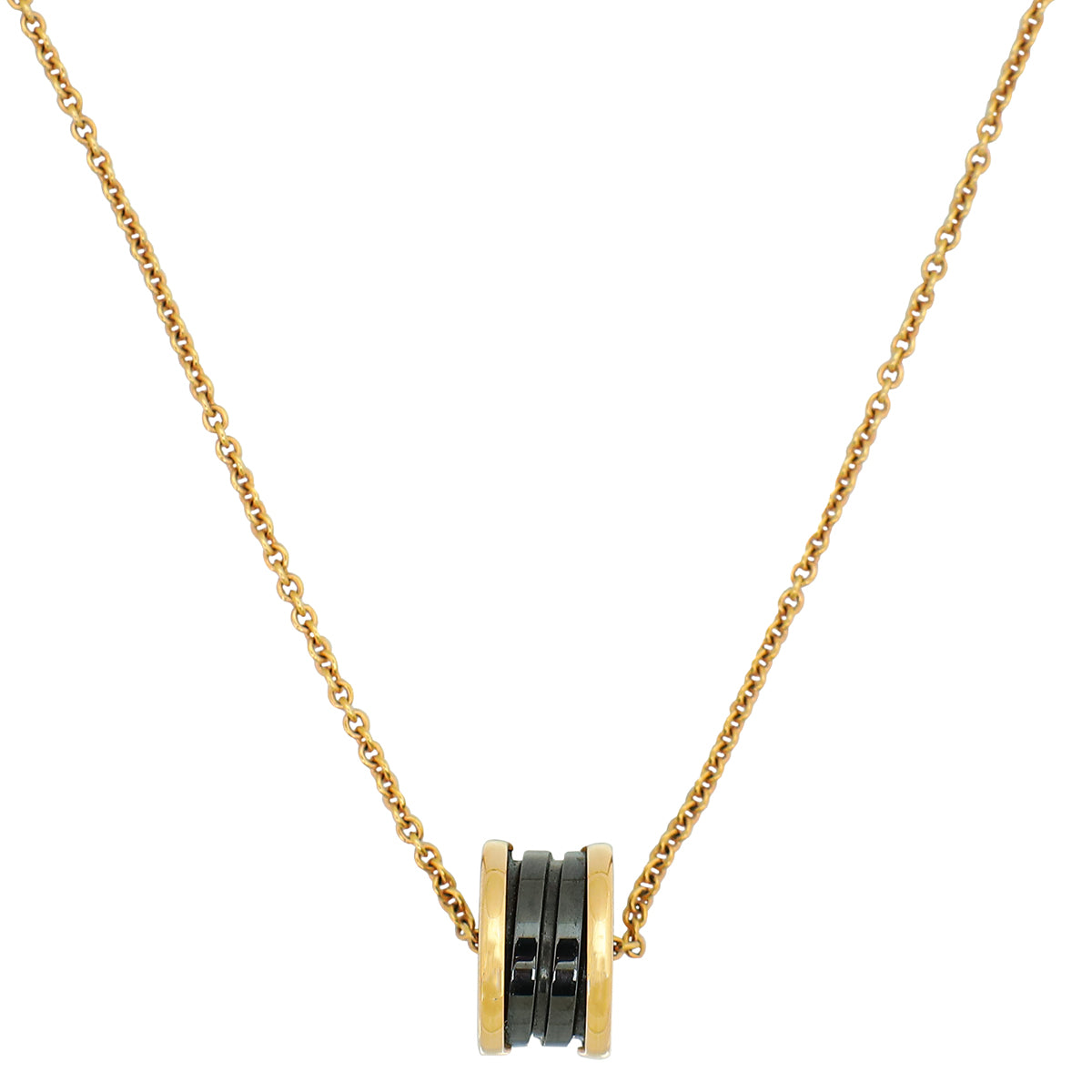 Bvlgari 18K Rose Gold Black Ceramic B.Zero1 Pendant Necklace-Bvlgari-THE CLOSET