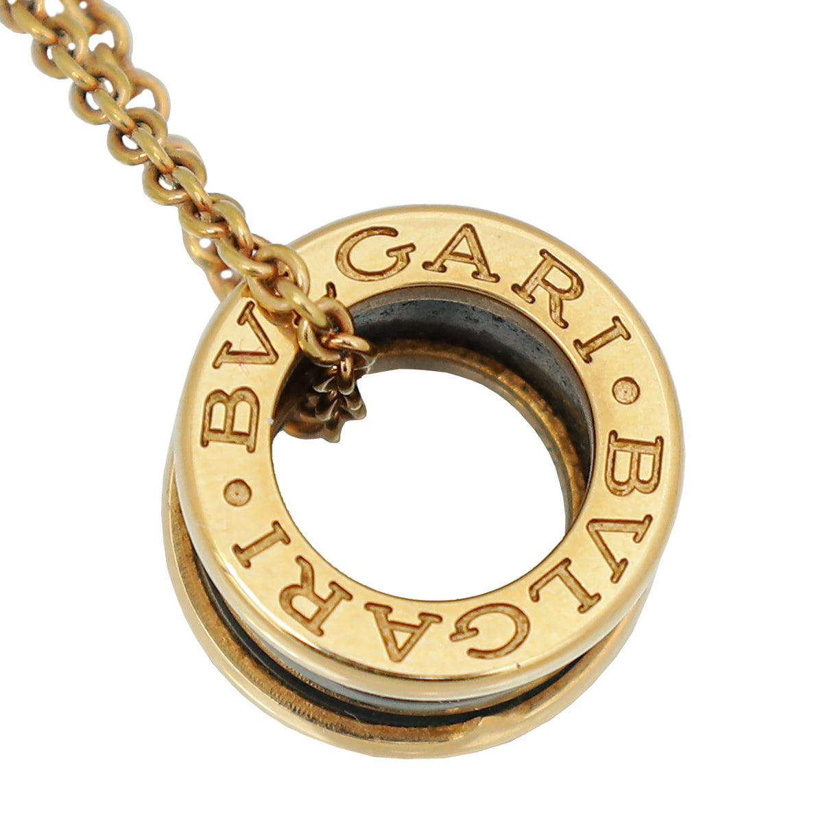 Bvlgari 18K Rose Gold Black Ceramic Pendant Necklace