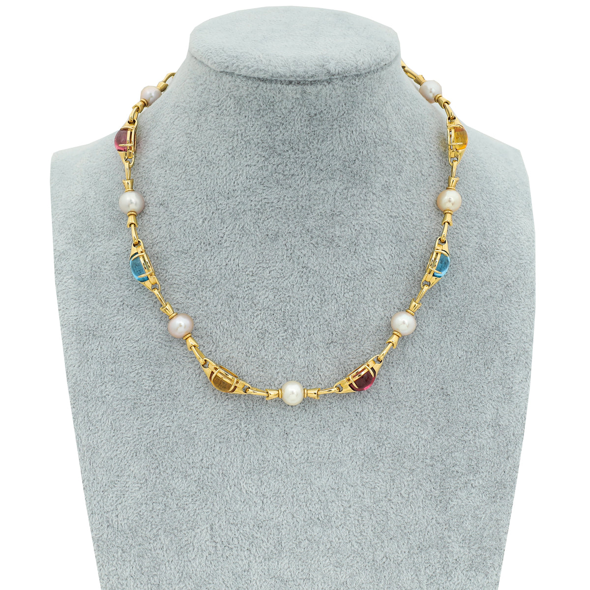 Bvlgari 18K Yellow Gold Diamond, Pearl, Topaz, Tourmaline & Citrine Allegra Necklace