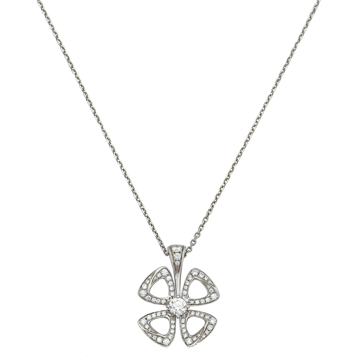 Bvlgari 18K White Gold Diamond Fiorever Necklace