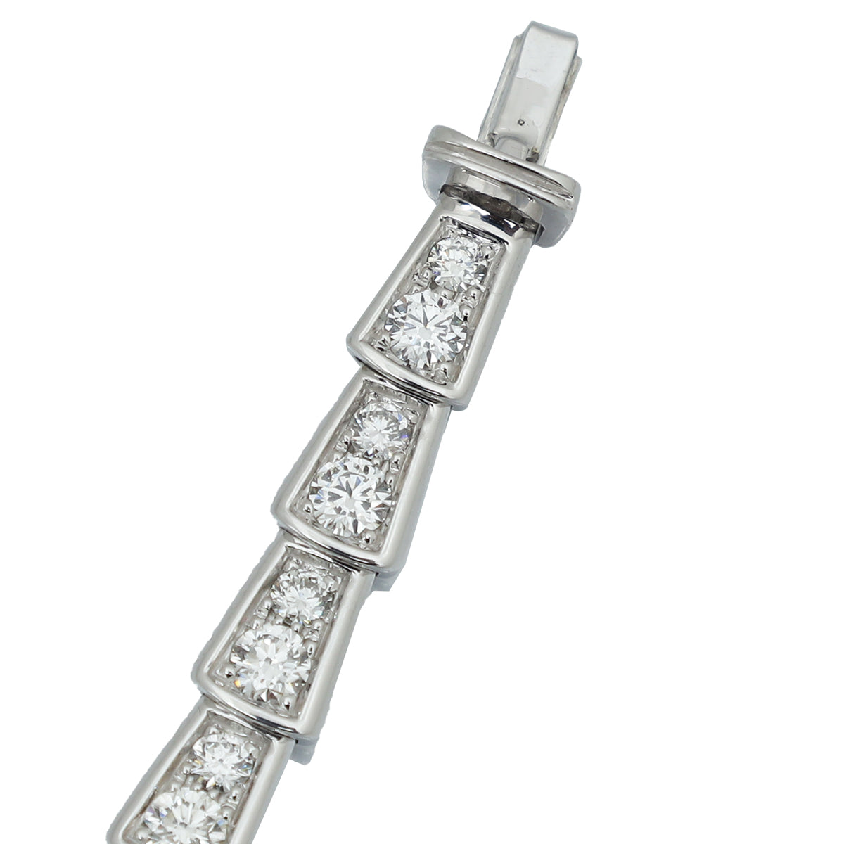 Bvlgari 18K White Gold Serpenti Viper Slim Necklace W/ Full Pave Diamonds-Bvlgari-THE CLOSET