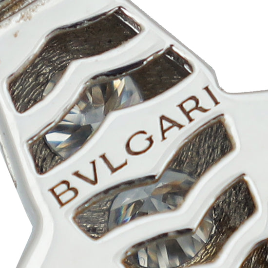 Bvlgari 18K White Gold Serpenti Viper Slim Necklace W/ Full Pave Diamonds
