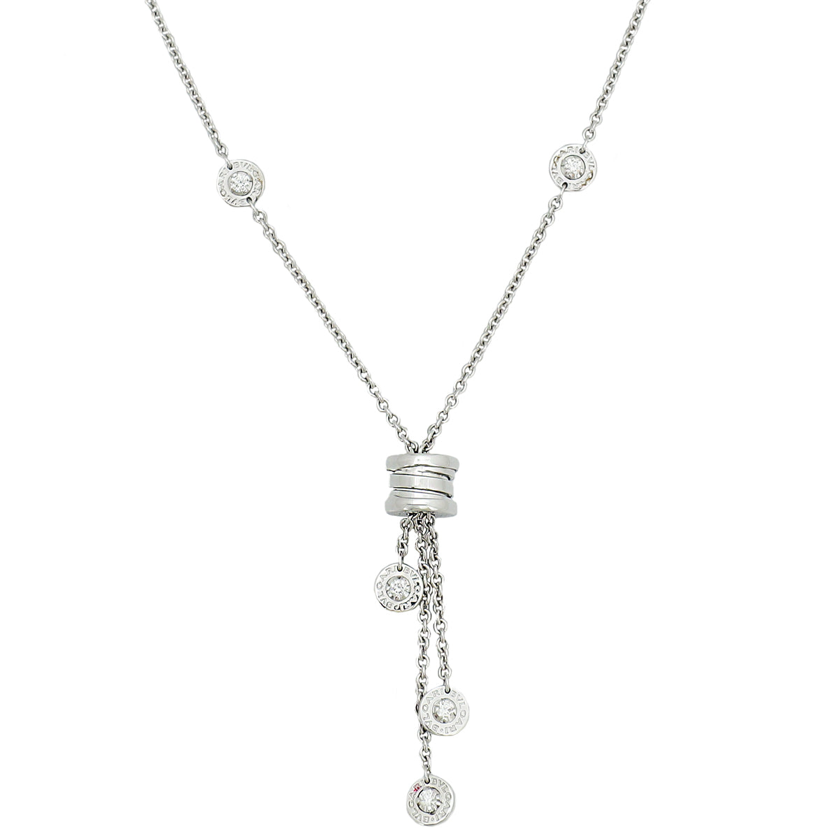 Bvlgari 18K White Gold Diamond B. Zero Lavalier Necklace-Bvlgari-THE CLOSET