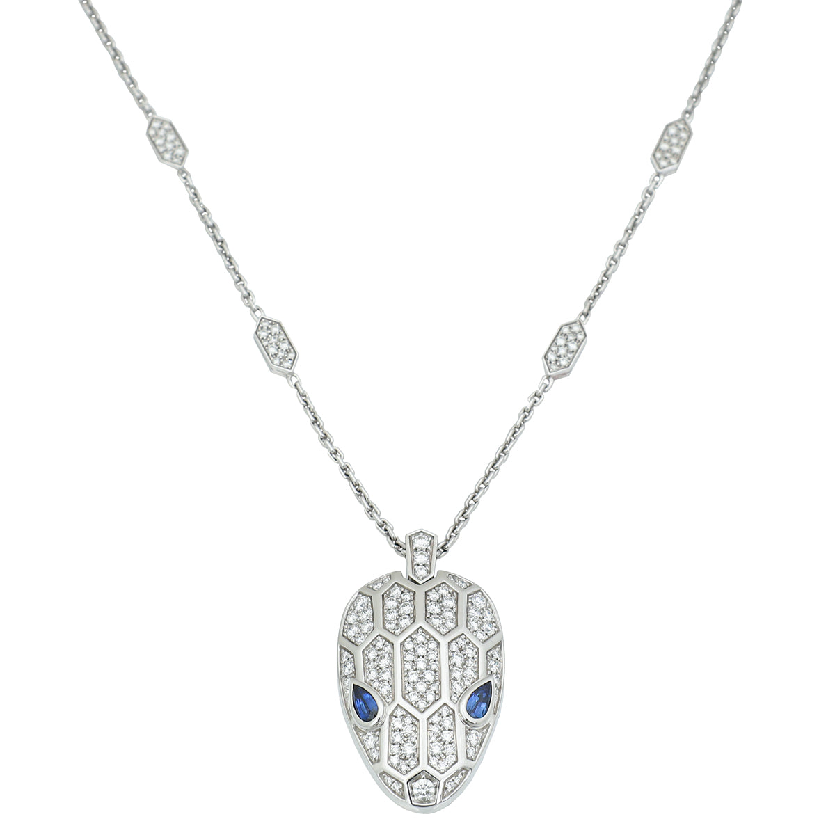 Bvlgari 18K White Gold Diamond Serpenti Seduttori Pendant Necklace-Bvlgari-THE CLOSET