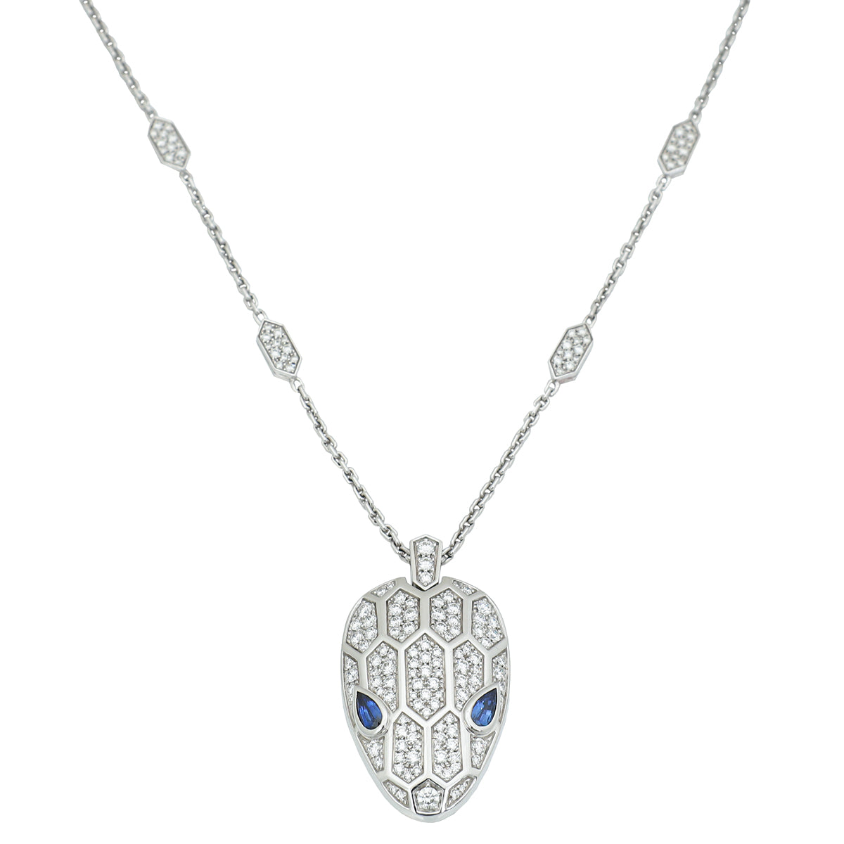 Bvlgari 18K White Gold Diamond Serpenti Seduttori Pendant Necklace