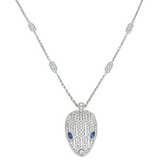 Bvlgari 18K White Gold Diamond Serpenti Seduttori Pendant Necklace