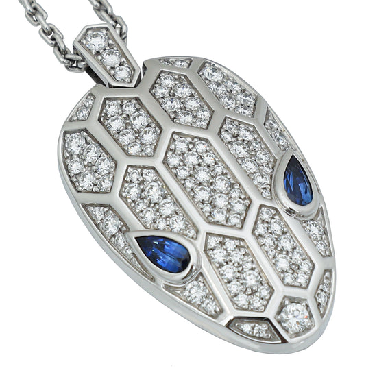 Bvlgari 18K White Gold Diamond Serpenti Seduttori Pendant Necklace