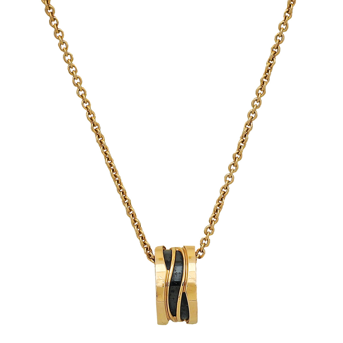 Bvlgari 18K Rose Gold Black Ceramic B Zero1 Design Legend Necklace-Bvlgari-THE CLOSET
