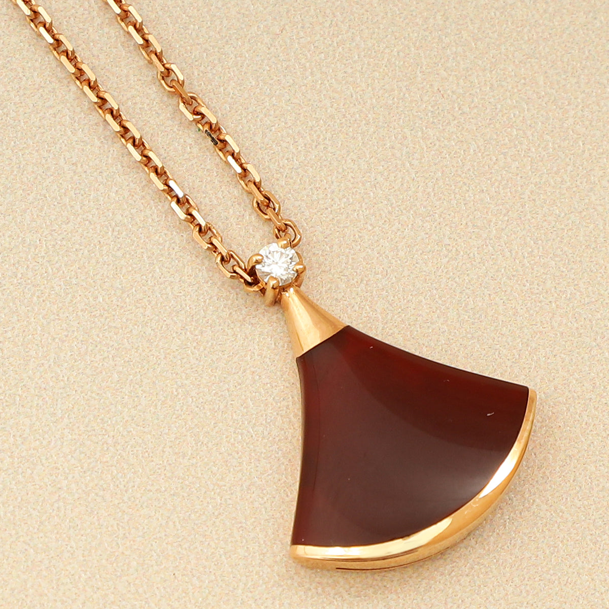 Bvlgari 18K Rose Gold Carnelian Diamond Diva's Dream Necklace-Bvlgari-THE CLOSET