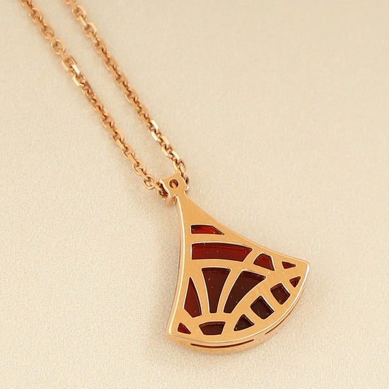 Bvlgari 18K Rose Gold Carnelian Diamond Diva's Dream Necklace-Bvlgari-THE CLOSET