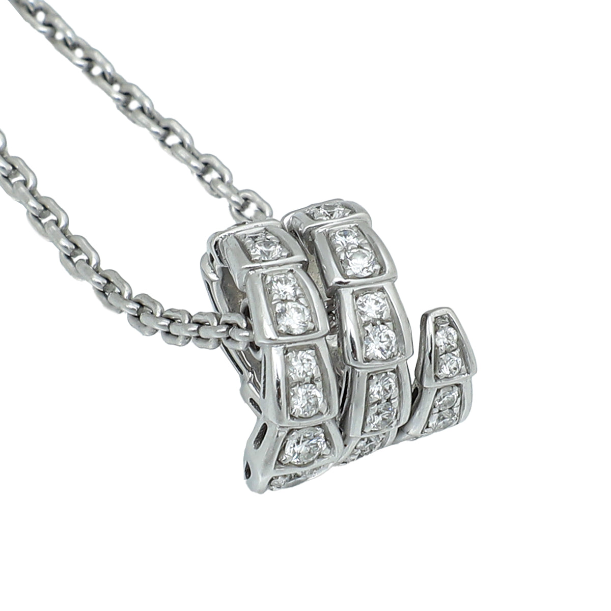 Bvlgari 18K White Gold Diamonds Serpenti Viper Necklace-Bvlgari-THE CLOSET