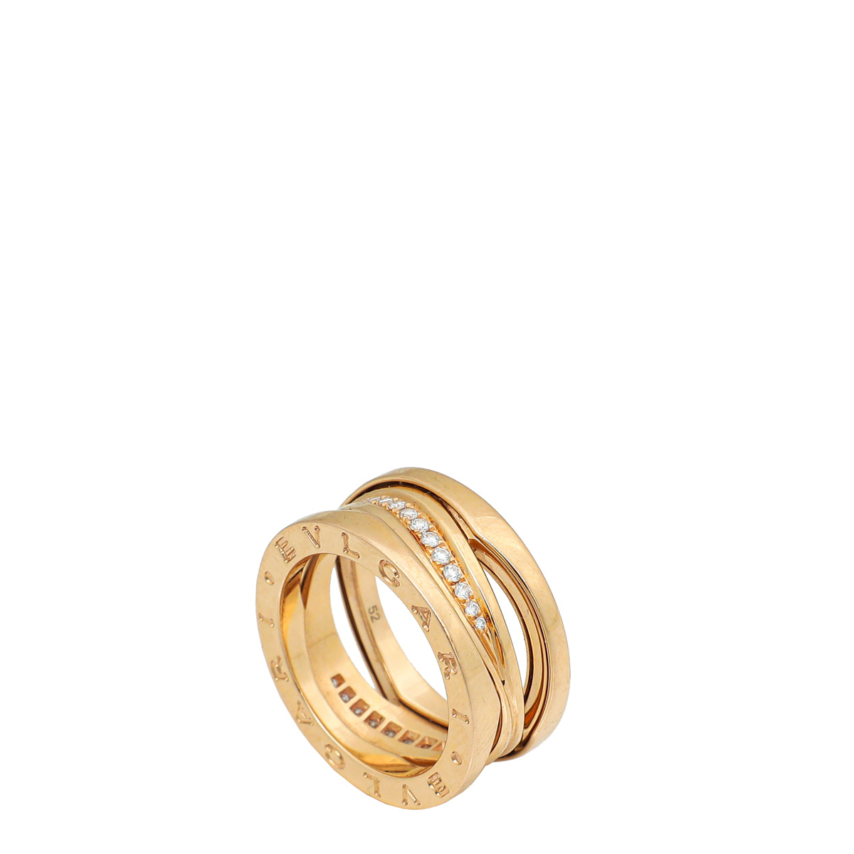 Bvlgari 18K Rose Gold B Zero Legend Diamond Ring 52