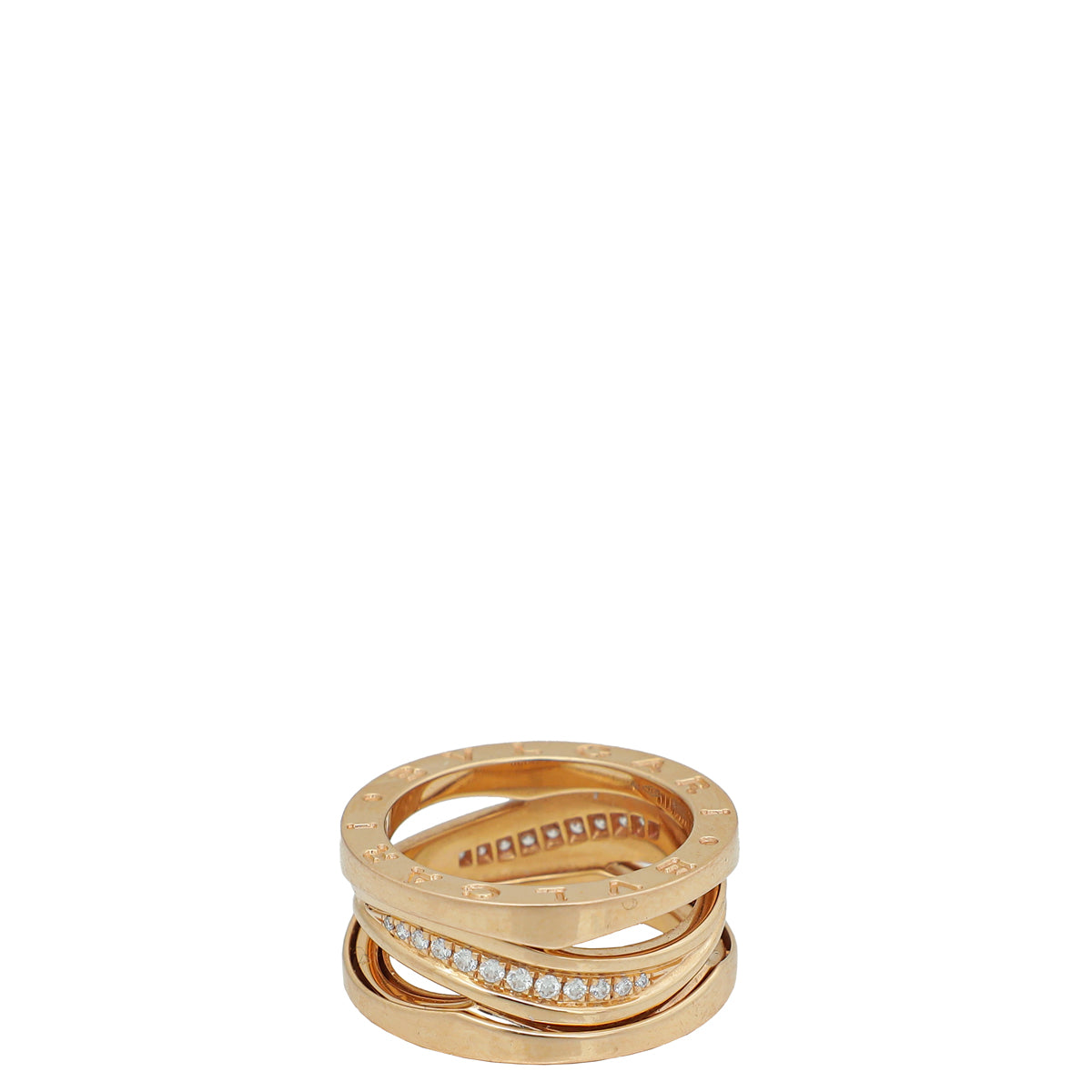 Bvlgari 18K Rose Gold B Zero 1 Legend Diamond Ring 52-Bvlgari-THE CLOSET