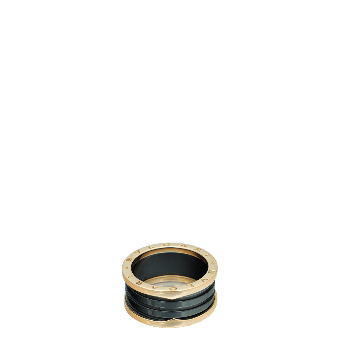 Bvlgari 18K Rose Gold Black Ceramic B Zero 4 Band Ring 67-Bvlgari-THE CLOSET