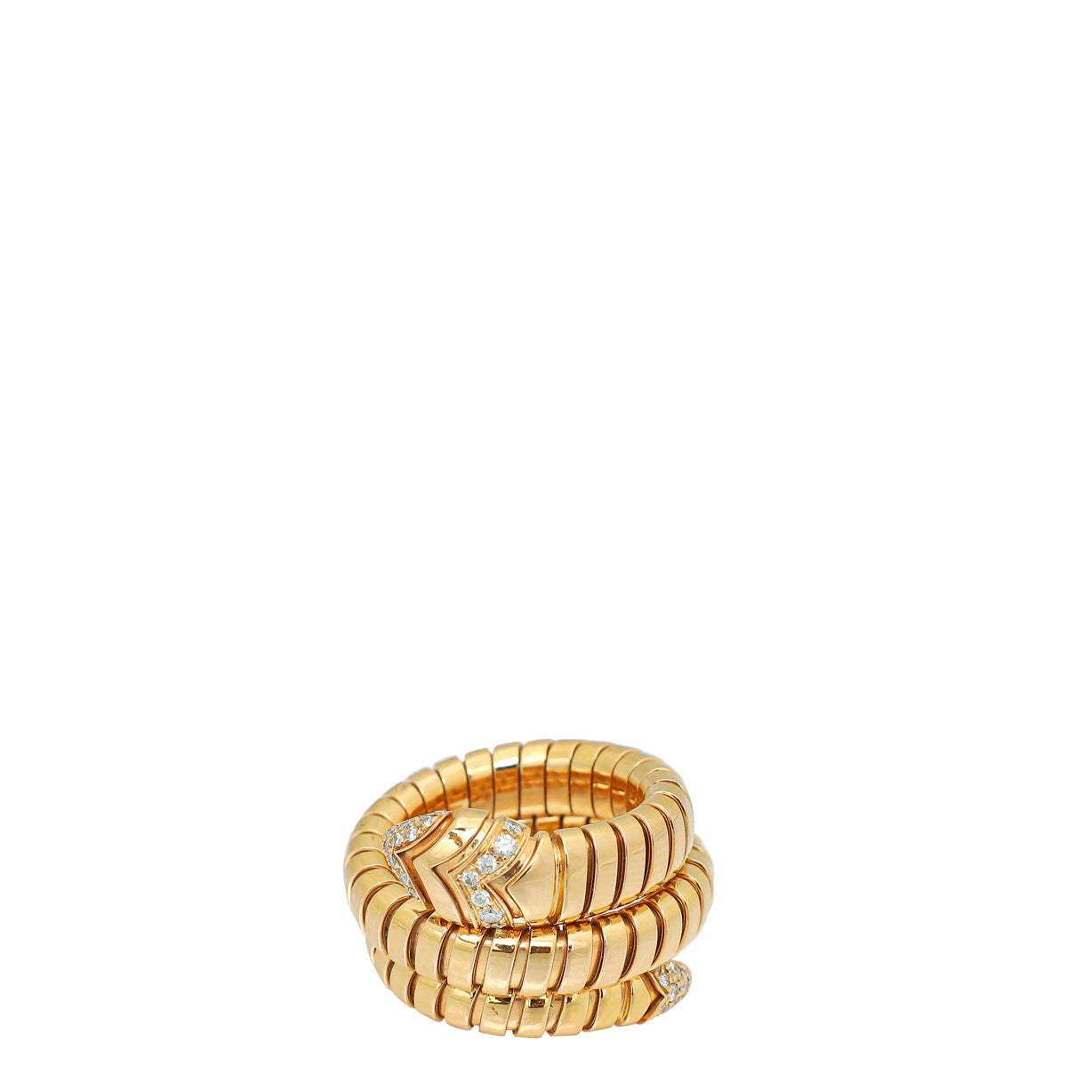 Bvlgari 18K Rose Gold Diamond Serpenti Tubogas Double Spiral Large Ring-Bvlgari-THE CLOSET