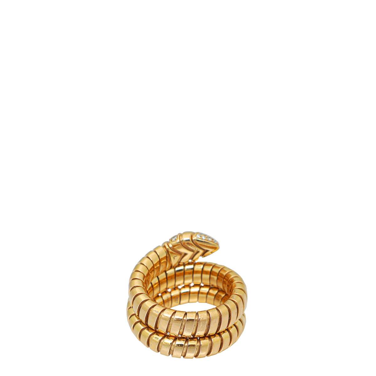 Bvlgari 18K Rose Gold Diamond Serpenti Tubogas Double Spiral Large Ring