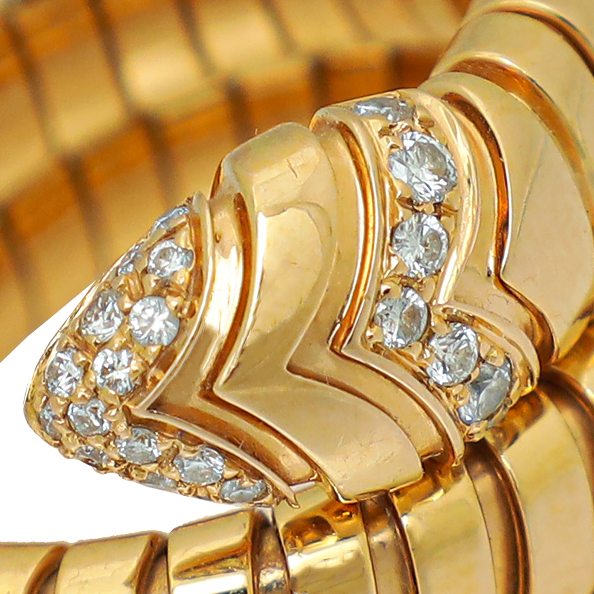 Bvlgari 18K Rose Gold Diamond Serpenti Tubogas Double Spiral Large Ring