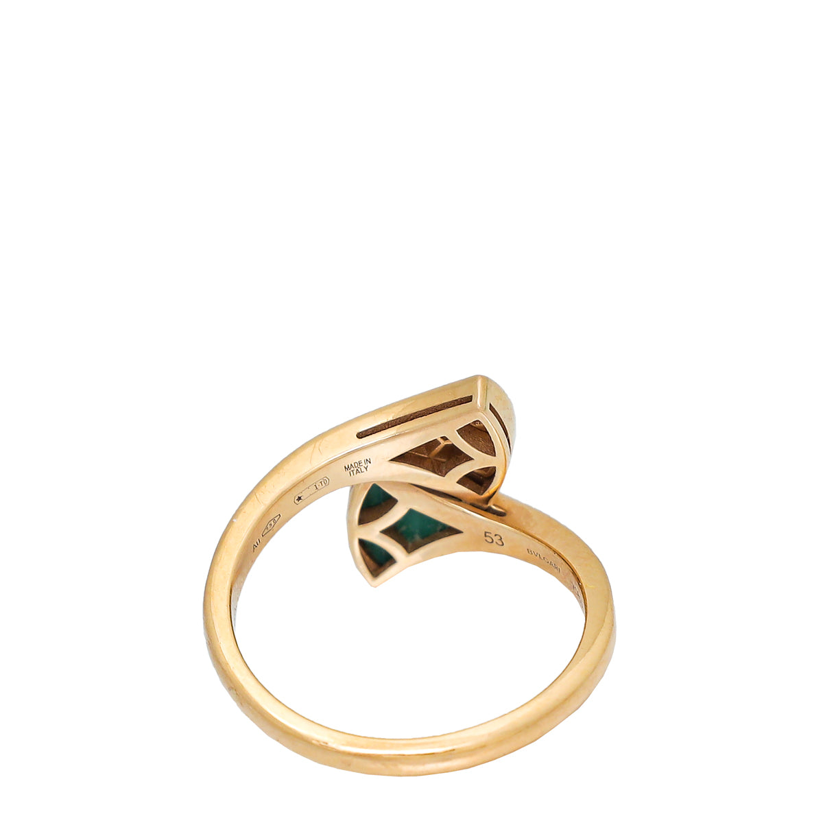 Bvlgari 18K Rose Gold Diamond Malachite Diva's Dream Ring 53-Bvlgari-THE CLOSET