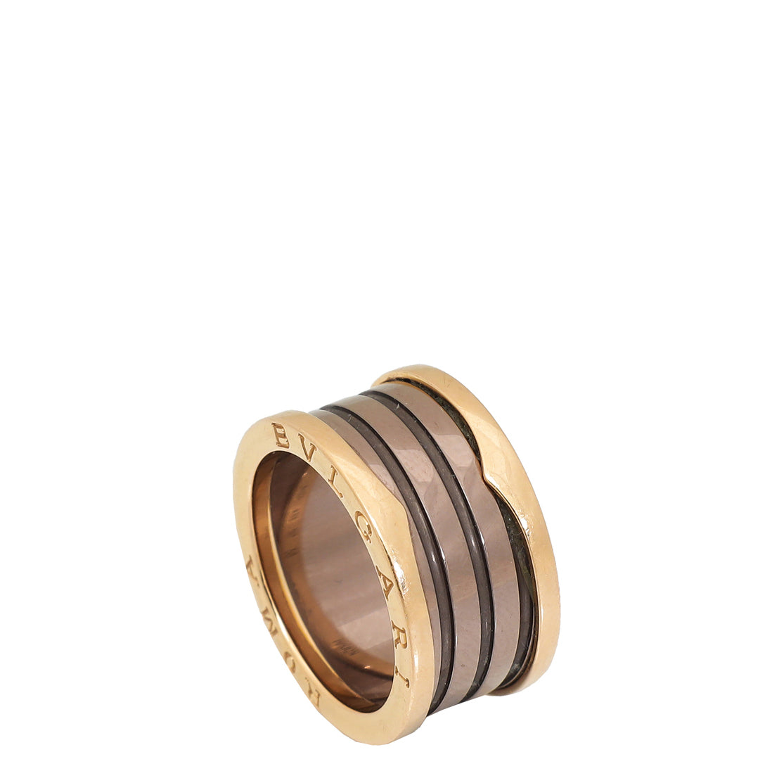 Bvlgari 18K Rose Gold Ceramic Zero Roma Band Ring 58