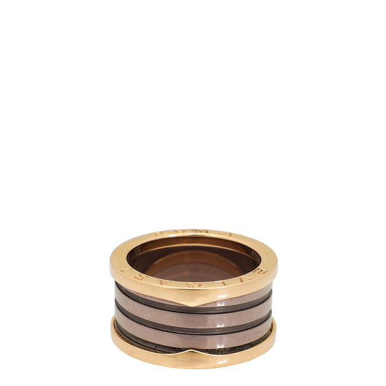 Bvlgari 18K Rose Gold Ceramic B. Zero 1 Roma 4 Band Ring 58