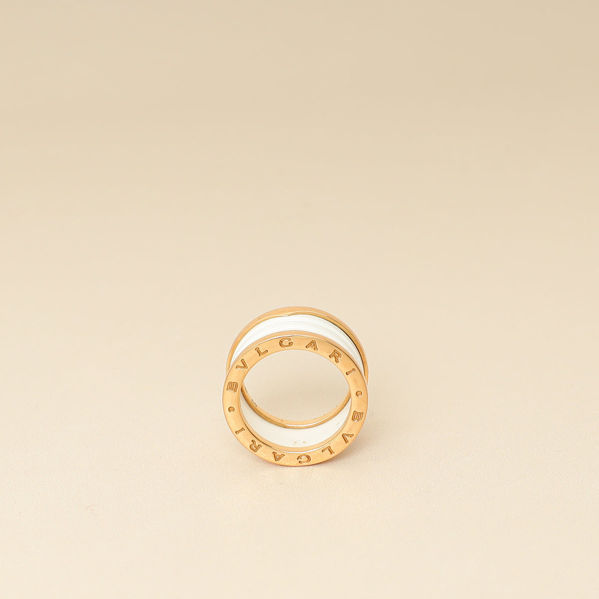 Bvlgari 18K Rose Gold B.zero1 Four Band White Ceramic Ring 55-Bvlgari-THE CLOSET