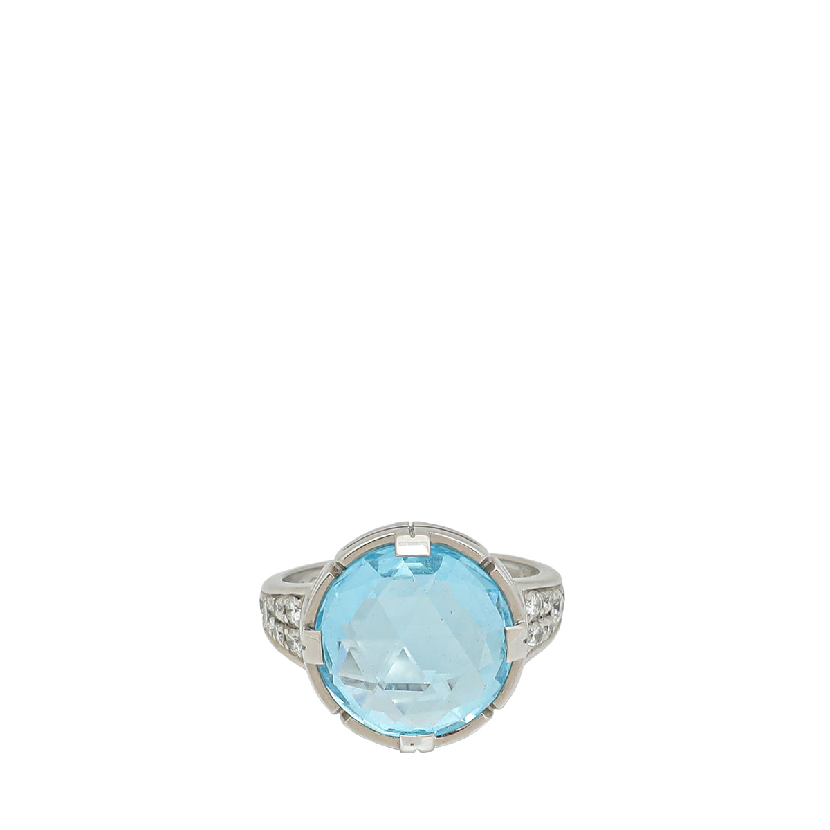 Bvlgari 18K White Gold Parentesi Topaz Diamonds Ring 52-Bvlgari-THE CLOSET