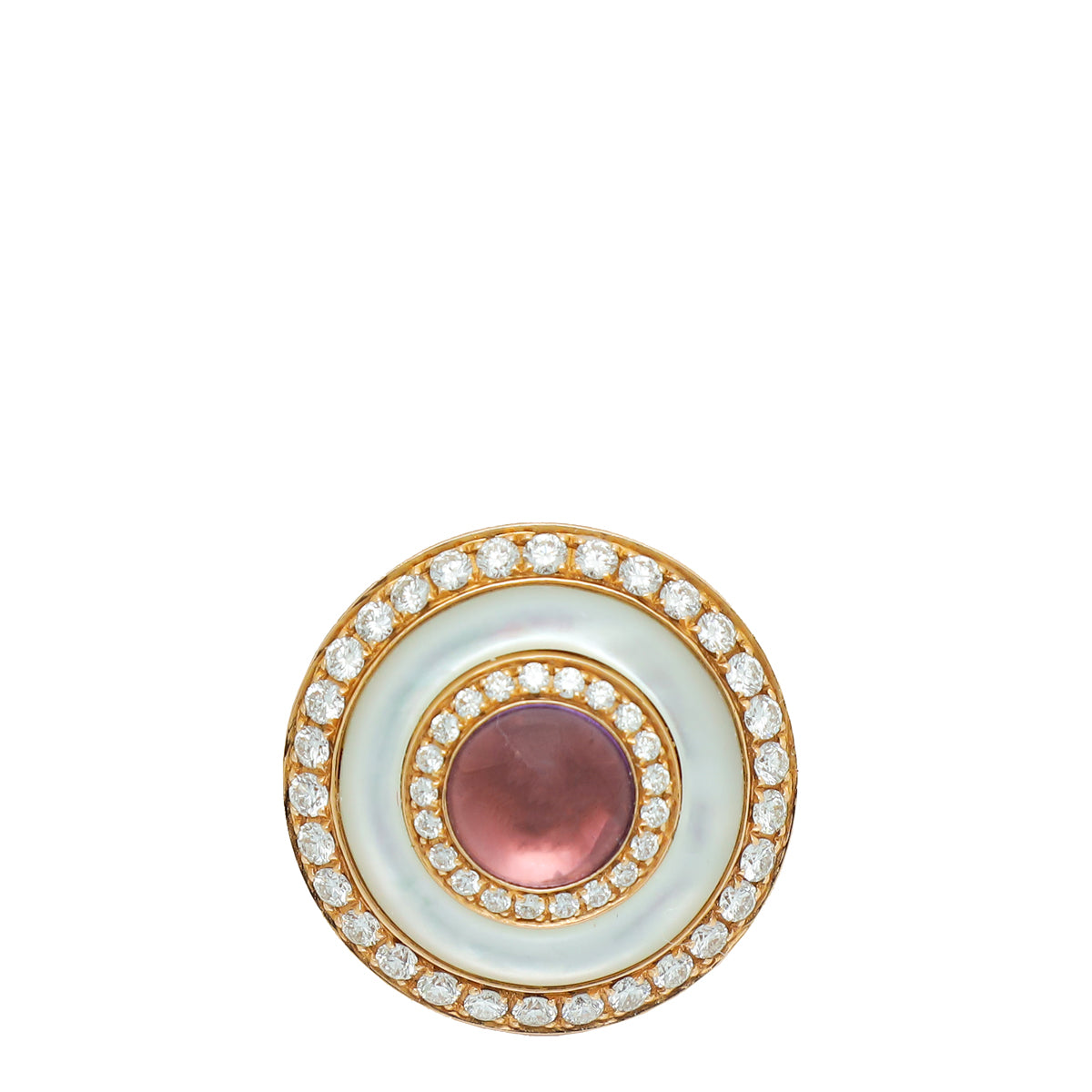 Bvlgari 18K Yellow Gold MOP Amethyst & Diamonds Ring 53-Bvlgari-THE CLOSET