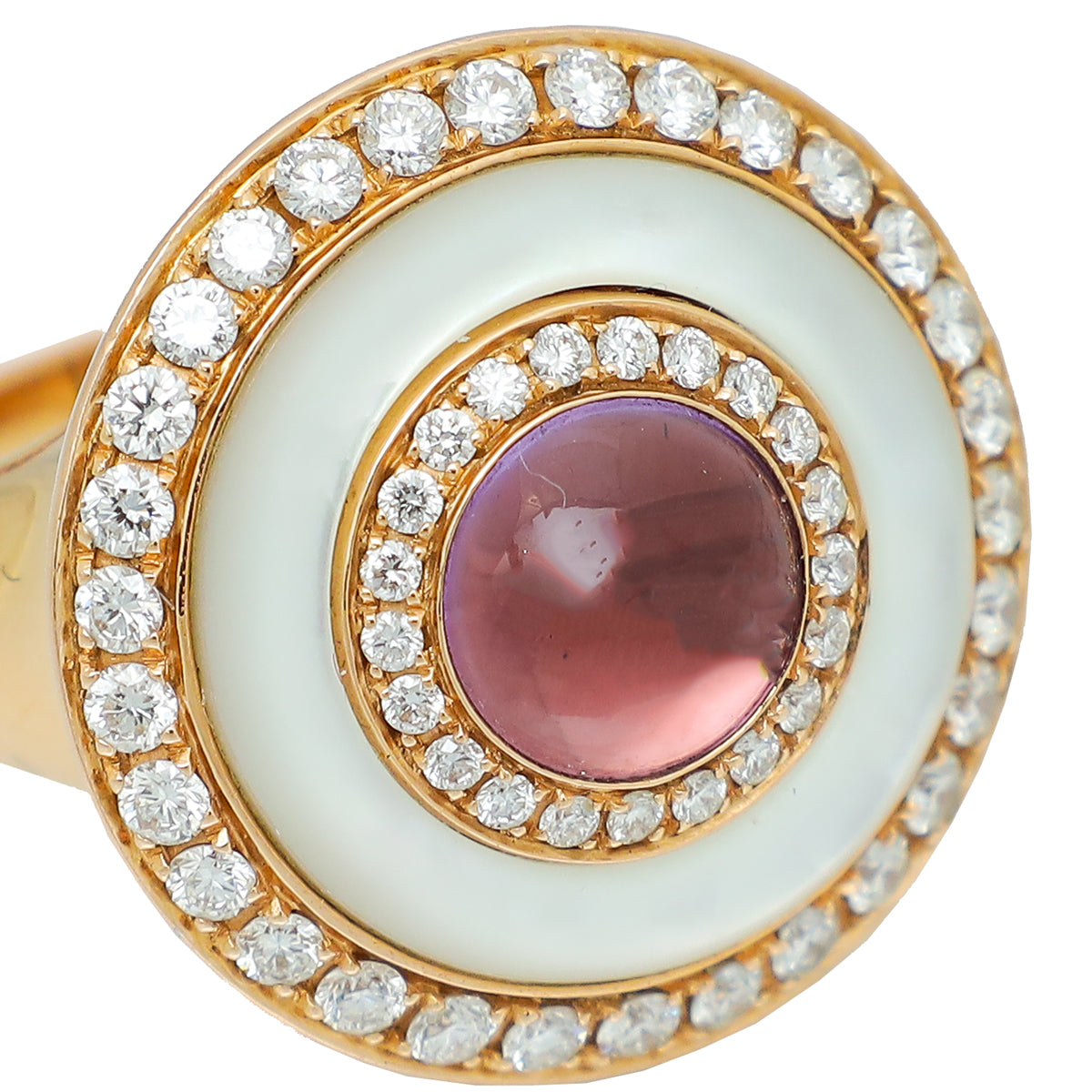 Bvlgari 18K Yellow Gold MOP Amethyst & Diamonds Ring 53-Bvlgari-THE CLOSET