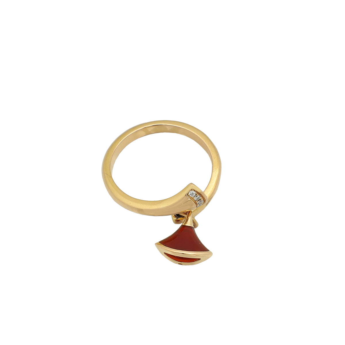 Bvlgari 18K Rose Gold Diva's Dream Carnelian Diamond Ring 56-Bvlgari-THE CLOSET