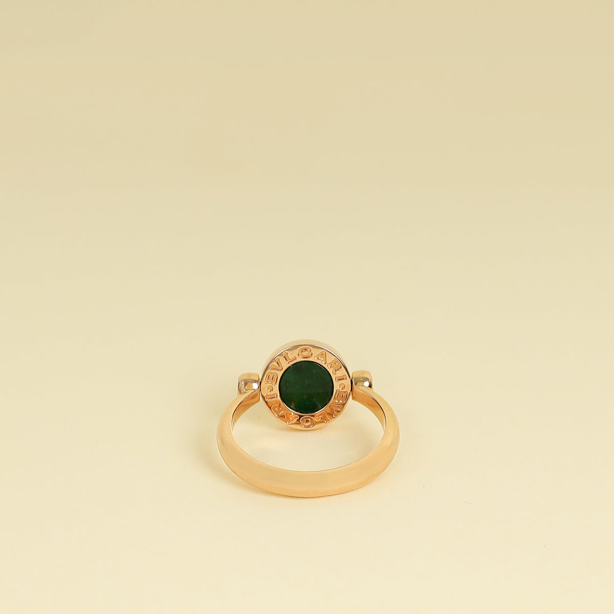 Bvlgari 18K Rose Gold Bvlgari Flip Diamond Jade Ring 55