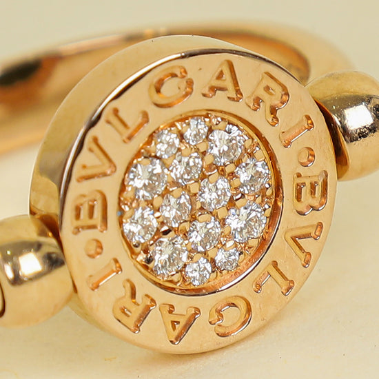 Bvlgari 18K Rose Gold Bvlgari Flip Diamond Jade Ring 55