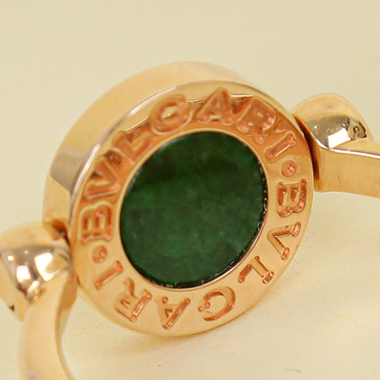 Bvlgari 18K Rose Gold Bvlgari Flip Diamond Jade Ring 55