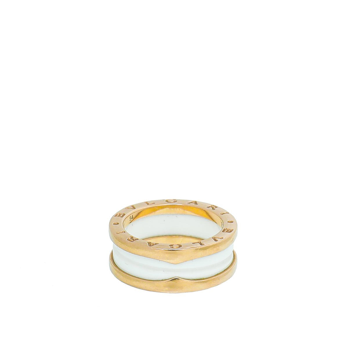 Bvlgari 18K Pink Gold Ceramic B.Zero 1 Two Band Ring 54