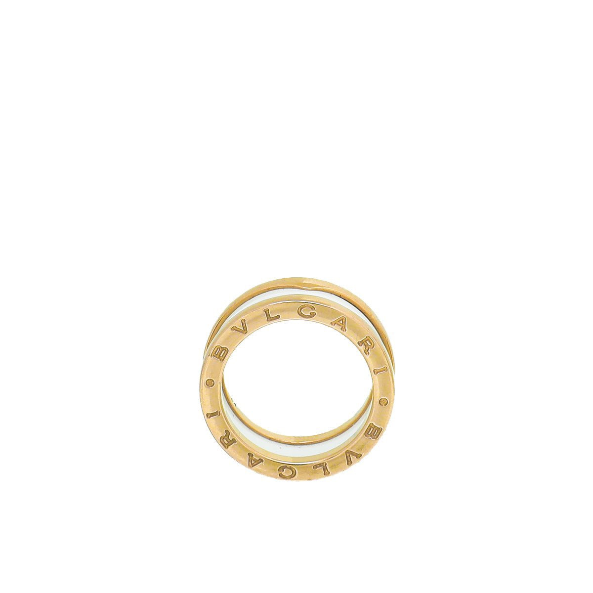 Bvlgari 18K Pink Gold Ceramic B.Zero 1 Two Band Ring 54