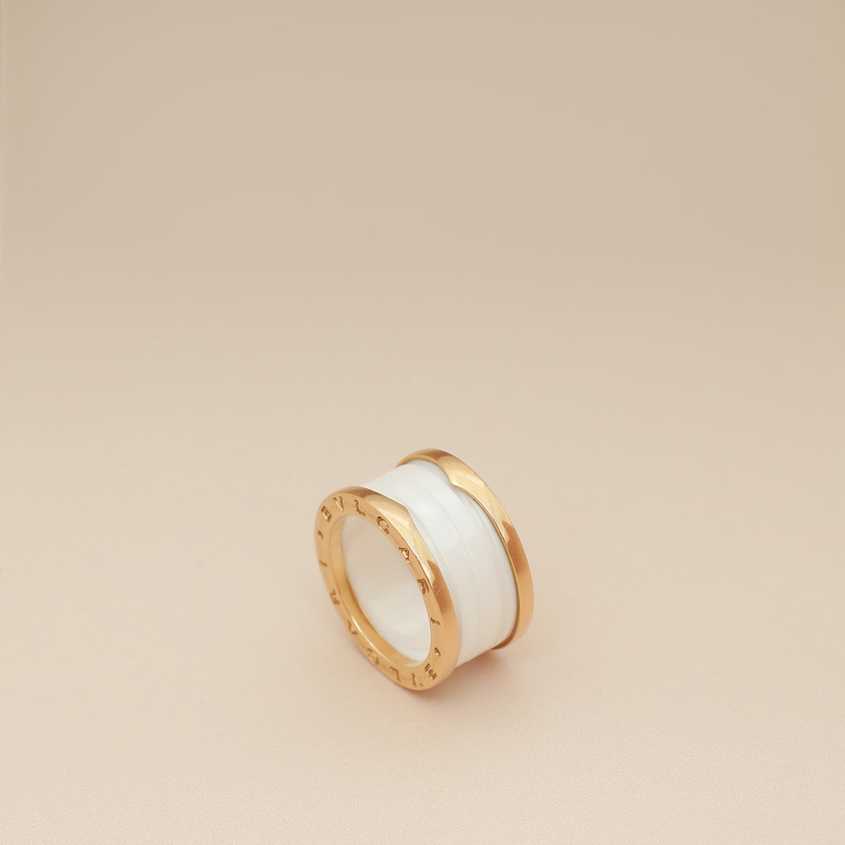 Bvlgari 18K Rose Gold White Ceramic B.Zero 4 Band Ring 55-Bvlgari-THE CLOSET