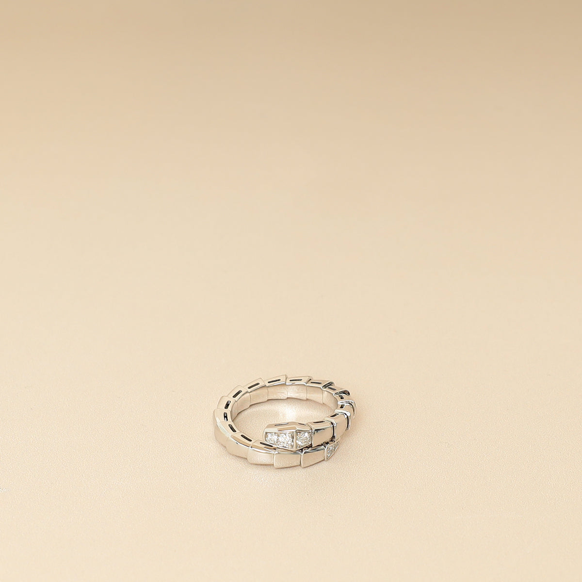 Bvlgari 18K White Gold Serpenti Viper Diamond Ring 54-56-Bvlgari-THE CLOSET