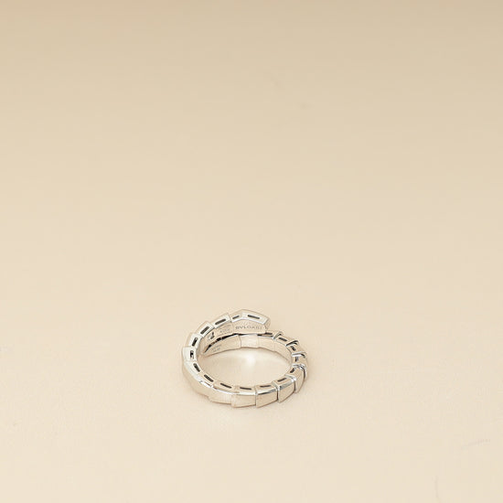 Bvlgari 18K White Gold Serpenti Viper Diamond Ring 54-56